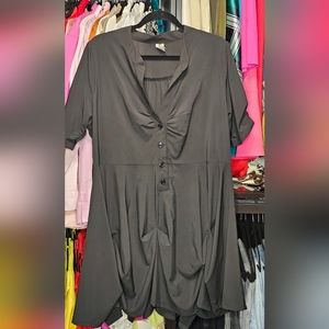 Black Balloon Style Midi Dress